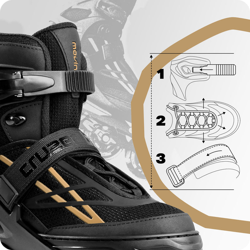 3-point closure system stabilizes ankle and foot.