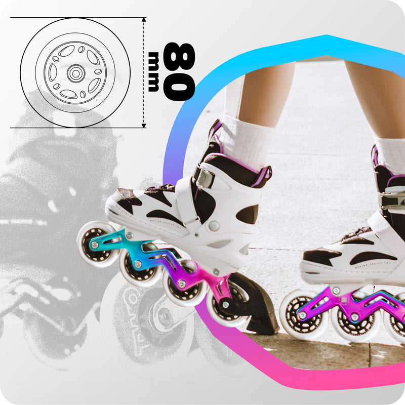 Large, smooth 80mm wheels with ABEC-7 bearings.