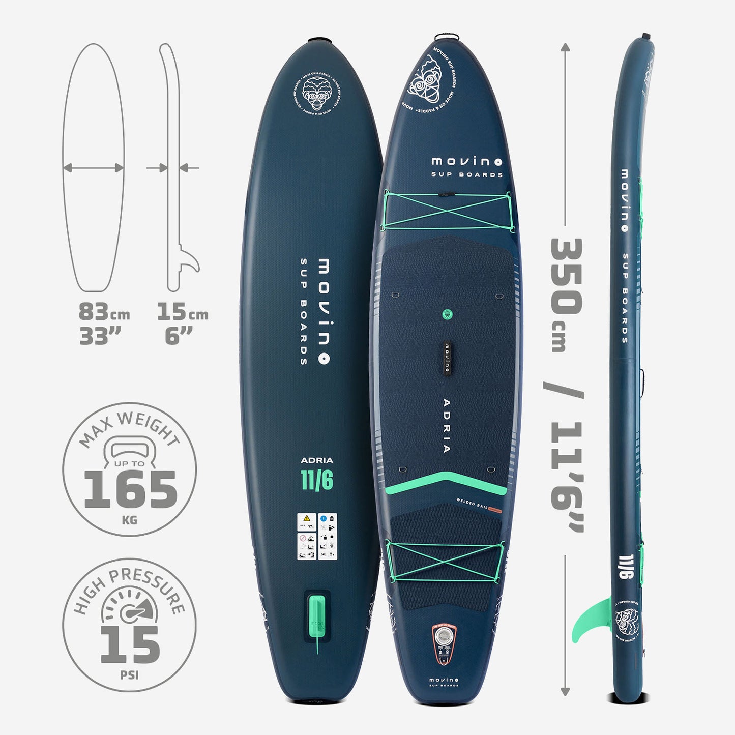 Movino ADRIA Allround 11'6'' (bleumarin-verde mentă)